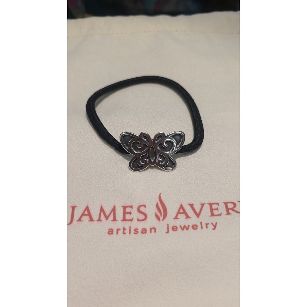 James Avery Retired Hard to Find Silver Butterfly Hair Pony Tail Holder Hair Tie